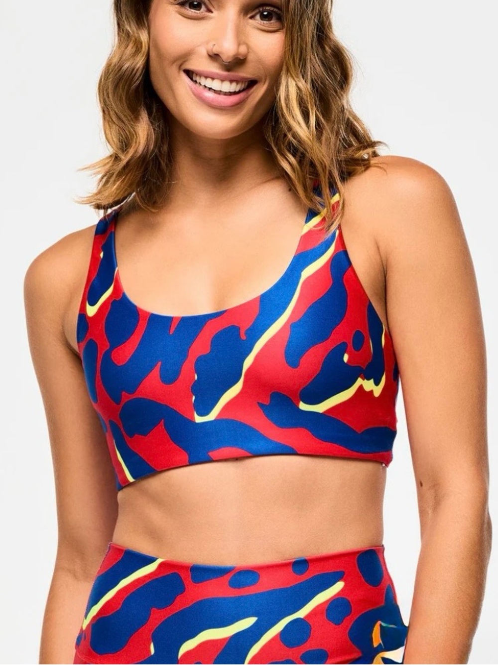 Zumba Red, Blue Print Sports Bra - NWT